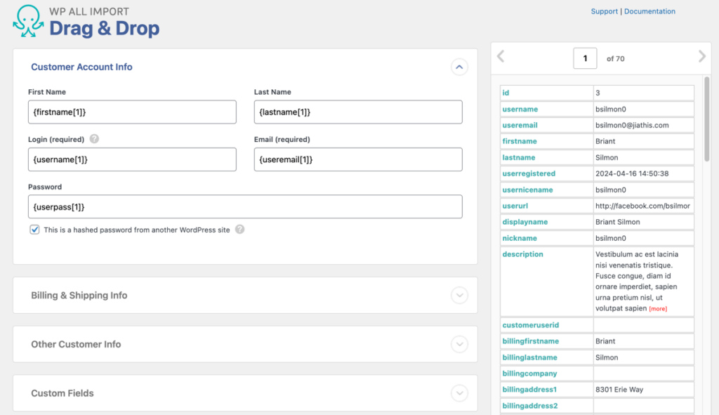 WooCommerce customers automatically mapped