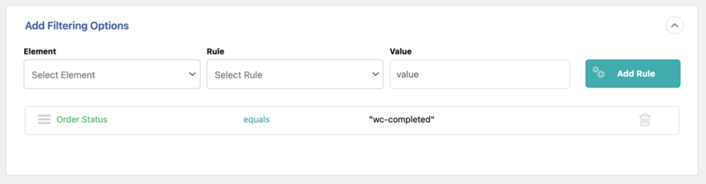 export specific orders using filtering