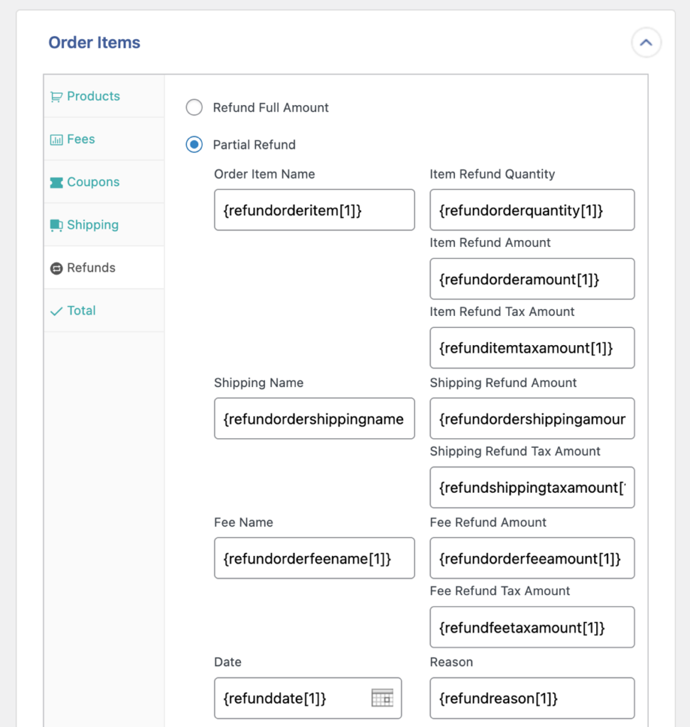 map refund fields to order import