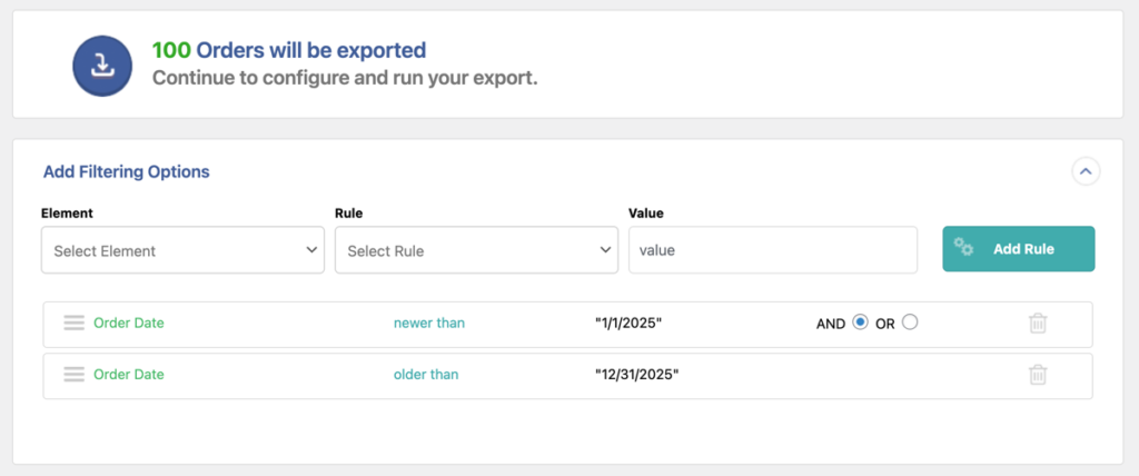 woocommerce order export date filtering