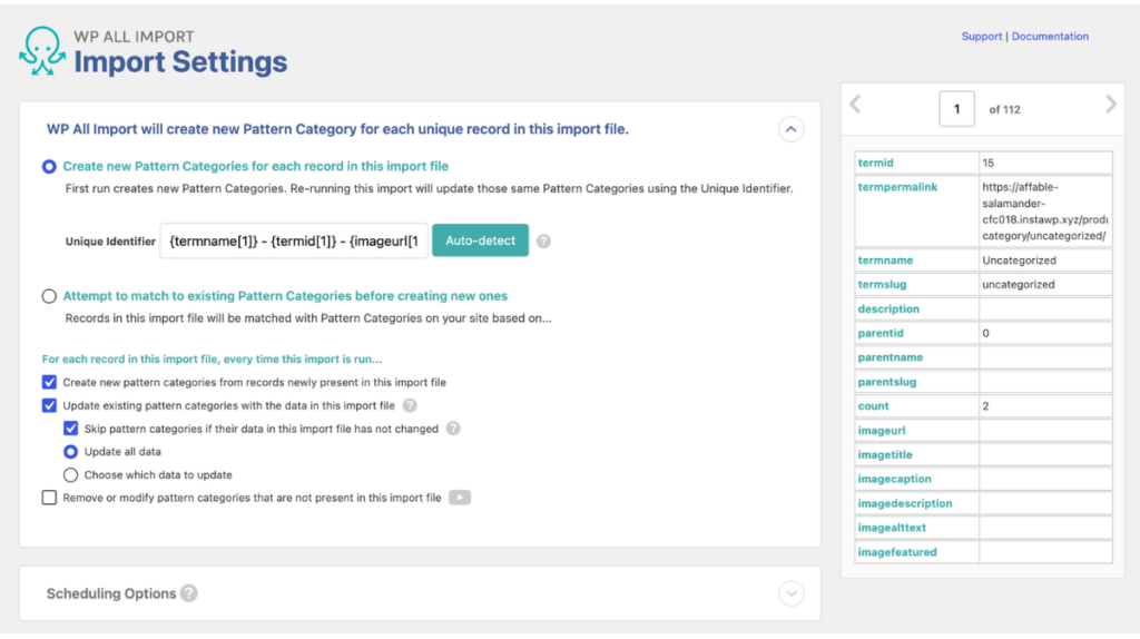 wp-all-import-woocommerce-product-categories-import-settings