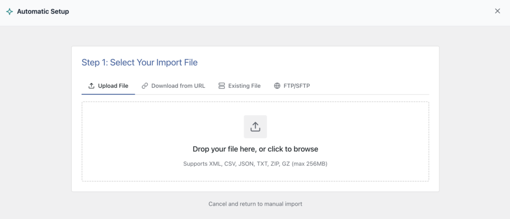 Upload product Import file in WP All Import