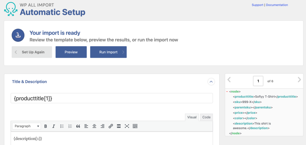 review import configuration done by automatic mapping
