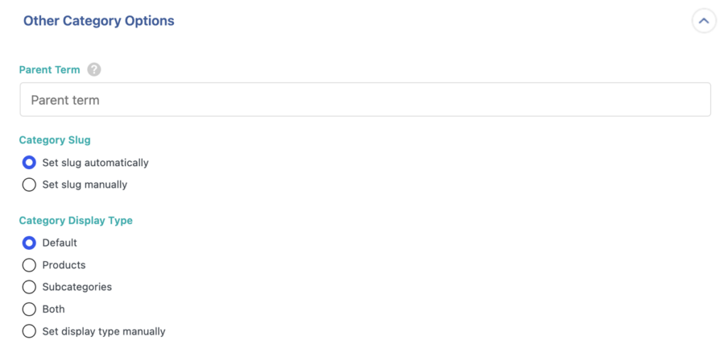 Other category options
