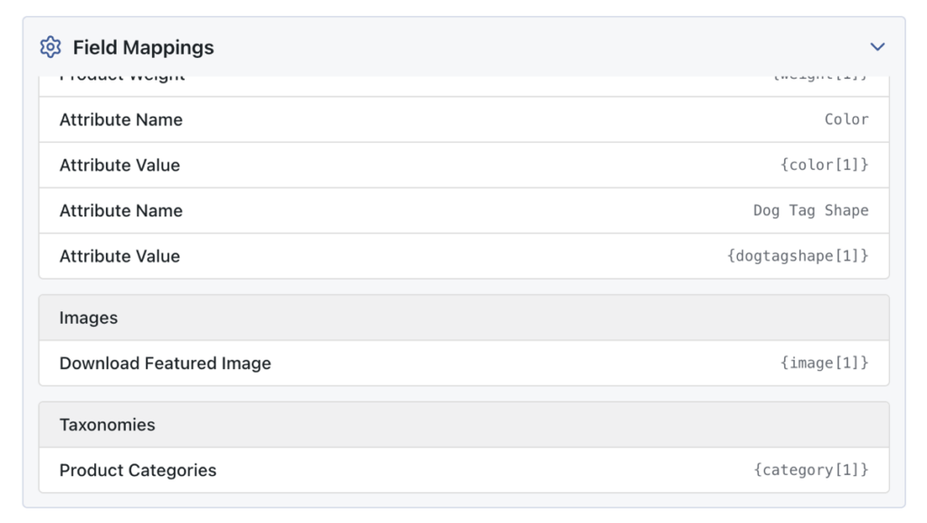 field mapping list automatic setup